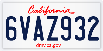 CA license plate 6VAZ932