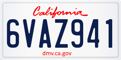 CA license plate 6VAZ941