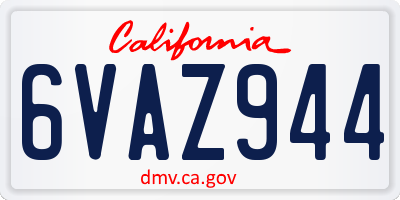 CA license plate 6VAZ944
