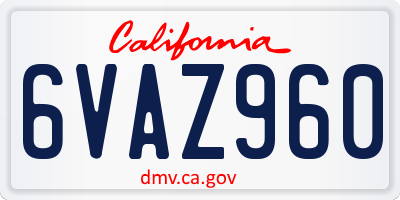 CA license plate 6VAZ960