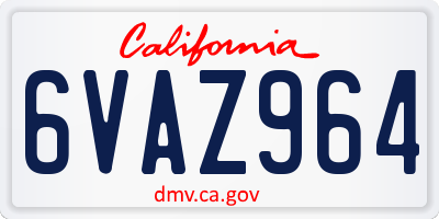 CA license plate 6VAZ964