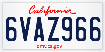 CA license plate 6VAZ966