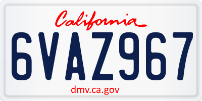 CA license plate 6VAZ967