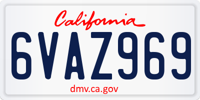CA license plate 6VAZ969