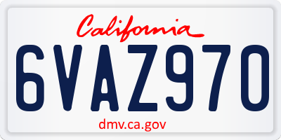 CA license plate 6VAZ970