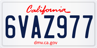 CA license plate 6VAZ977