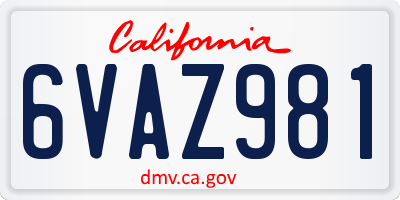 CA license plate 6VAZ981