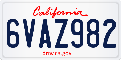 CA license plate 6VAZ982