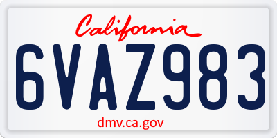 CA license plate 6VAZ983
