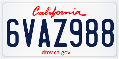 CA license plate 6VAZ988