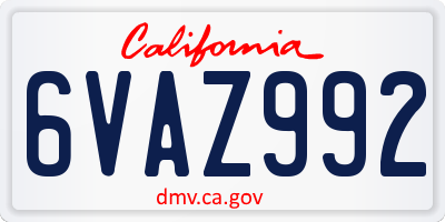 CA license plate 6VAZ992