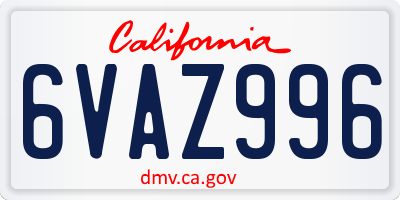 CA license plate 6VAZ996