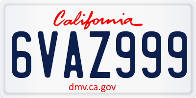 CA license plate 6VAZ999