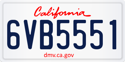 CA license plate 6VB5551