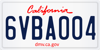 CA license plate 6VBA004
