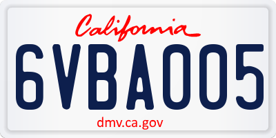 CA license plate 6VBA005