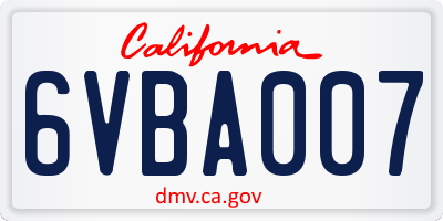 CA license plate 6VBA007
