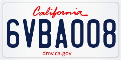 CA license plate 6VBA008
