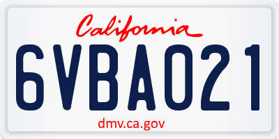 CA license plate 6VBA021