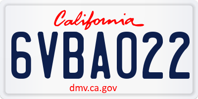 CA license plate 6VBA022