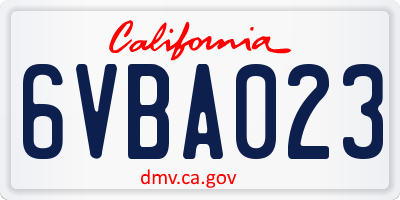 CA license plate 6VBA023