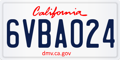 CA license plate 6VBA024