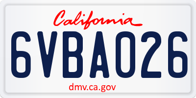 CA license plate 6VBA026