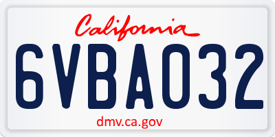 CA license plate 6VBA032