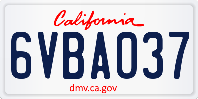 CA license plate 6VBA037