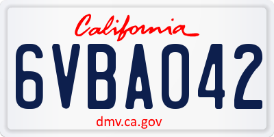 CA license plate 6VBA042