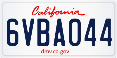 CA license plate 6VBA044