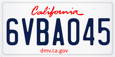 CA license plate 6VBA045