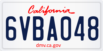 CA license plate 6VBA048