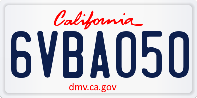 CA license plate 6VBA050