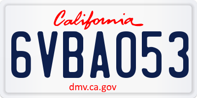 CA license plate 6VBA053