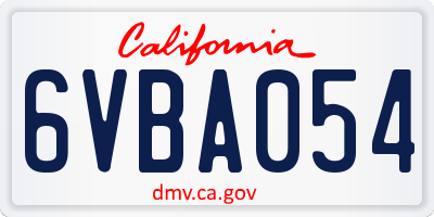 CA license plate 6VBA054