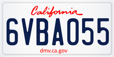 CA license plate 6VBA055