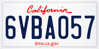 CA license plate 6VBA057