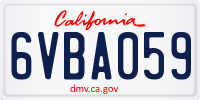 CA license plate 6VBA059