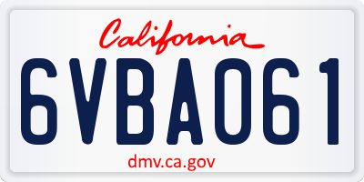 CA license plate 6VBA061