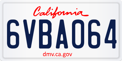 CA license plate 6VBA064