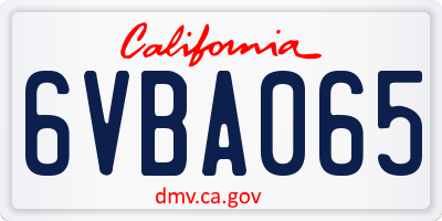 CA license plate 6VBA065
