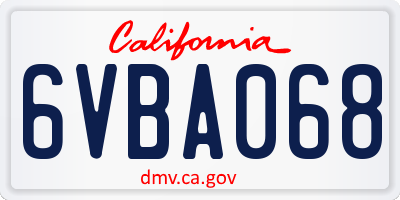 CA license plate 6VBA068