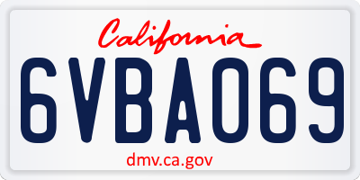 CA license plate 6VBA069