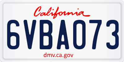 CA license plate 6VBA073