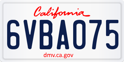 CA license plate 6VBA075