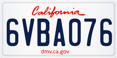 CA license plate 6VBA076