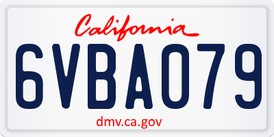CA license plate 6VBA079