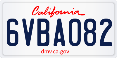 CA license plate 6VBA082