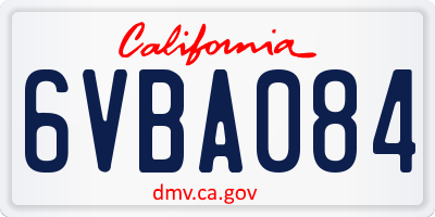 CA license plate 6VBA084